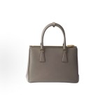 PRADA Galleria detachable and adjustable shoulder strap Logo letter handbag, medium-sized women\'s clay grey